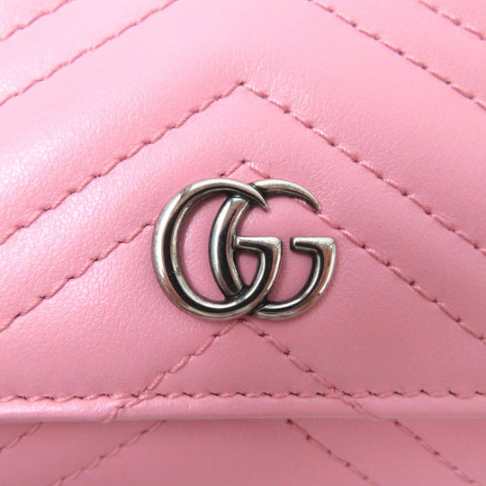 GUCCI Bifold Wallet 598629 leather Pink x Silver Metal