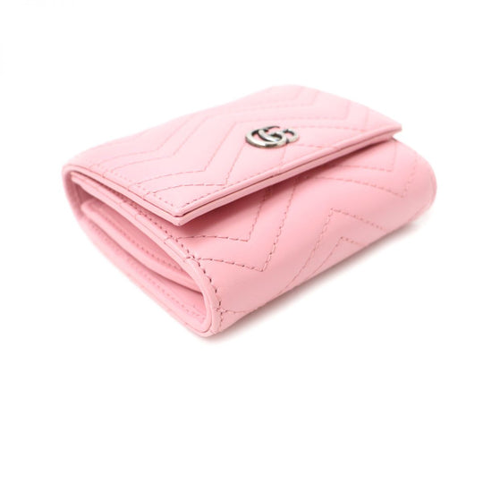 GUCCI Bifold Wallet 598629 leather Pink x Silver Metal