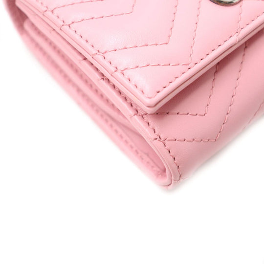 GUCCI Bifold Wallet 598629 leather Pink x Silver Metal