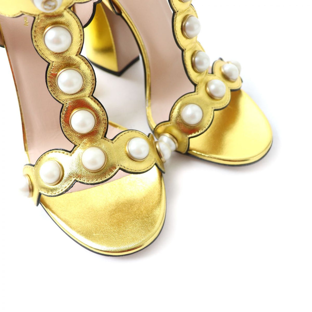 GUCCI Sandals leather gold 35