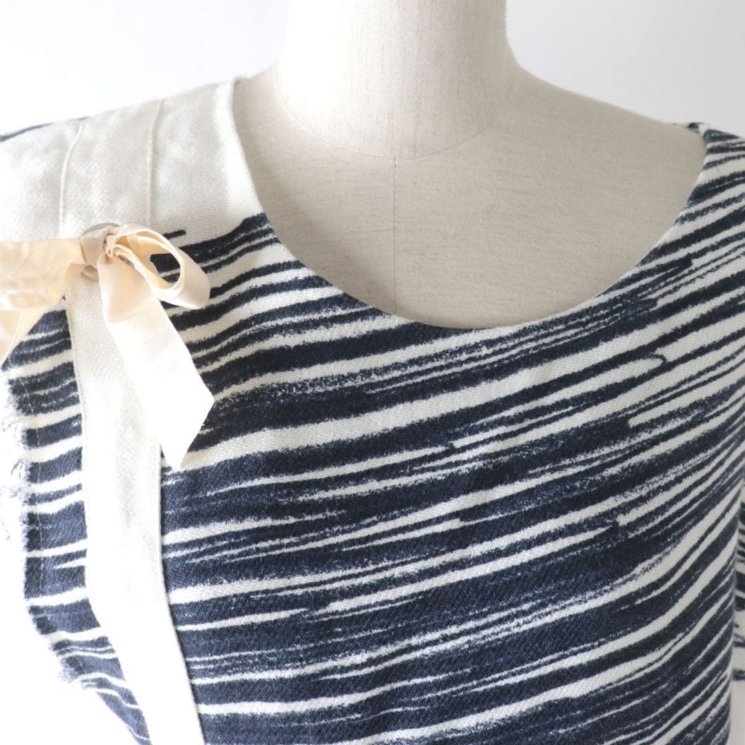 mina perhonen one piece linen Navy x white