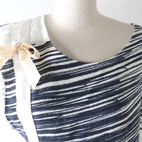 mina perhonen one piece linen Navy x white