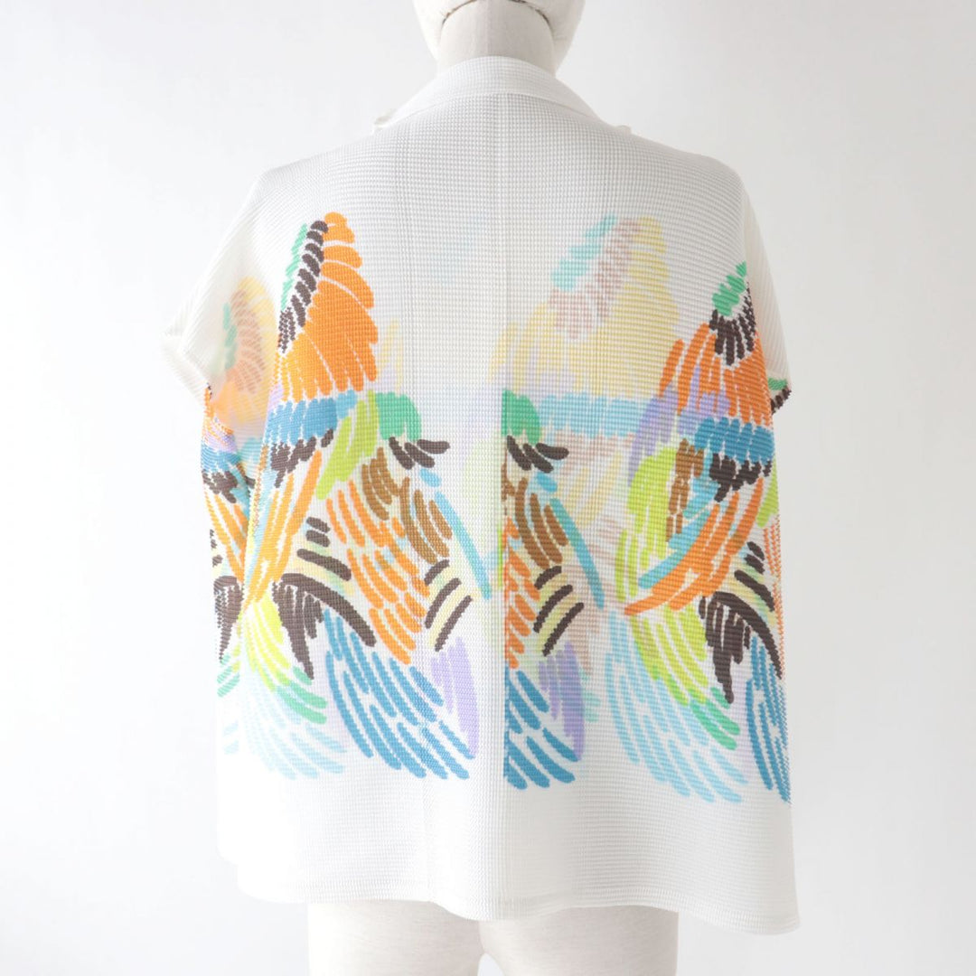 ISSEY MIYAKE cardigan polyester White x Multicolor