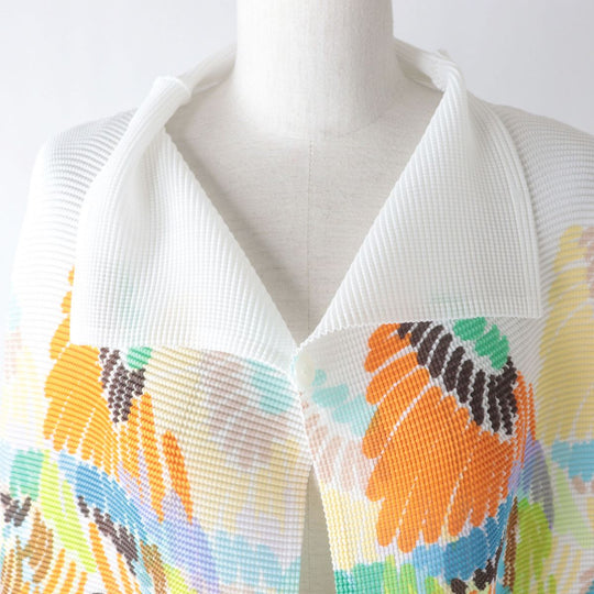 ISSEY MIYAKE cardigan polyester White x Multicolor