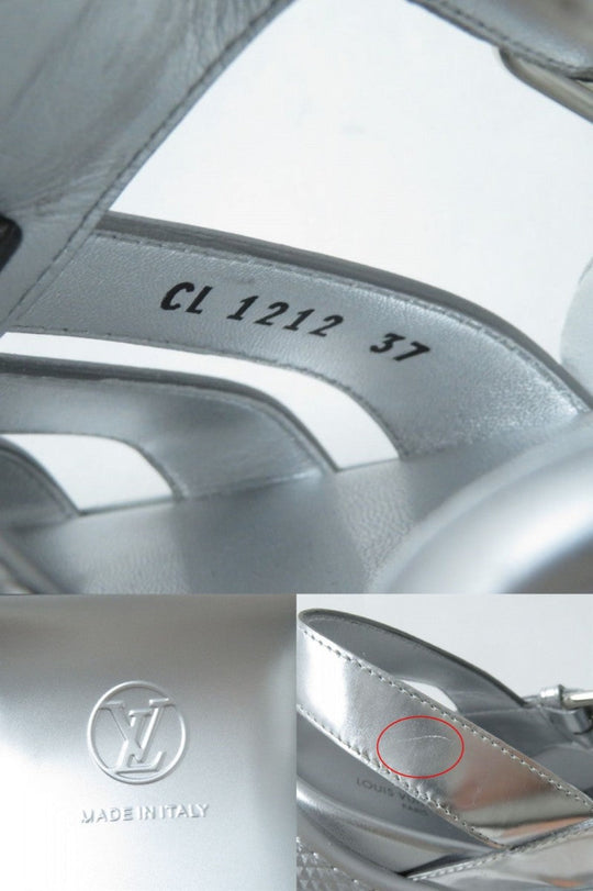 LOUIS VUITTON Sandals Patent calf leather Silver 37