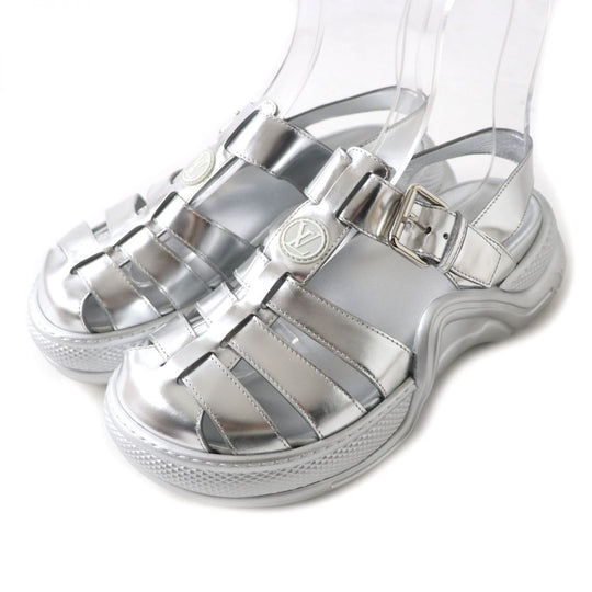 LOUIS VUITTON Sandals Patent calf leather Silver 37