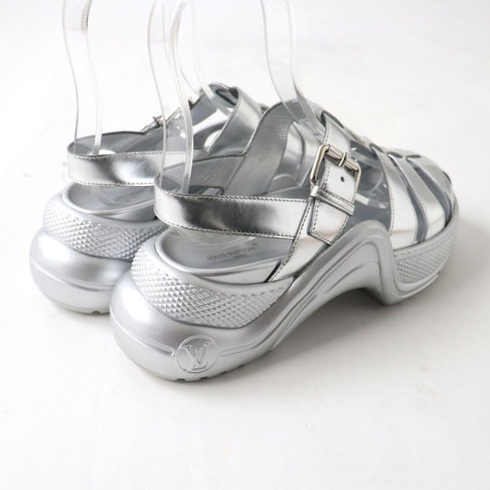 LOUIS VUITTON Sandals Patent calf leather Silver 37