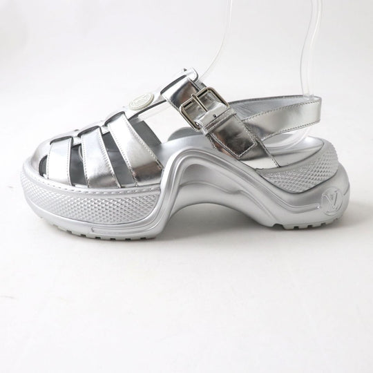 LOUIS VUITTON Sandals Patent calf leather Silver 37