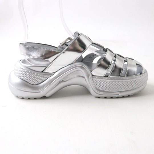 LOUIS VUITTON Sandals Patent calf leather Silver 37