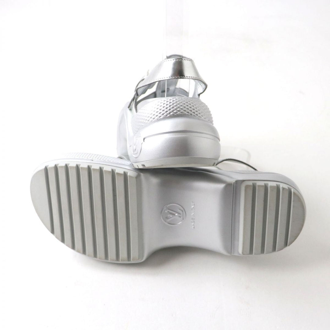 LOUIS VUITTON Sandals Patent calf leather Silver 37