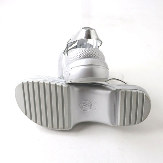 LOUIS VUITTON Sandals Patent calf leather Silver 37