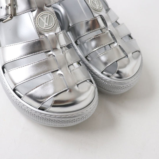 LOUIS VUITTON Sandals Patent calf leather Silver 37