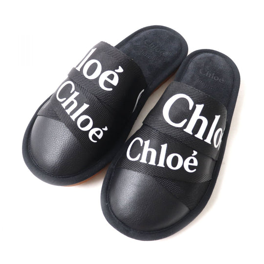 Chloe Mule Canvas, Rubber, Leather Black x white 36