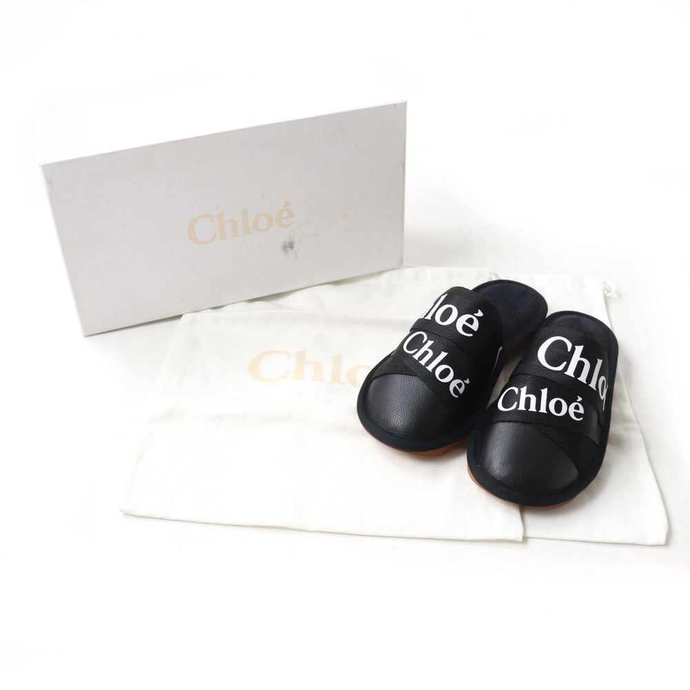 Chloe Mule Canvas, Rubber, Leather Black x white 36
