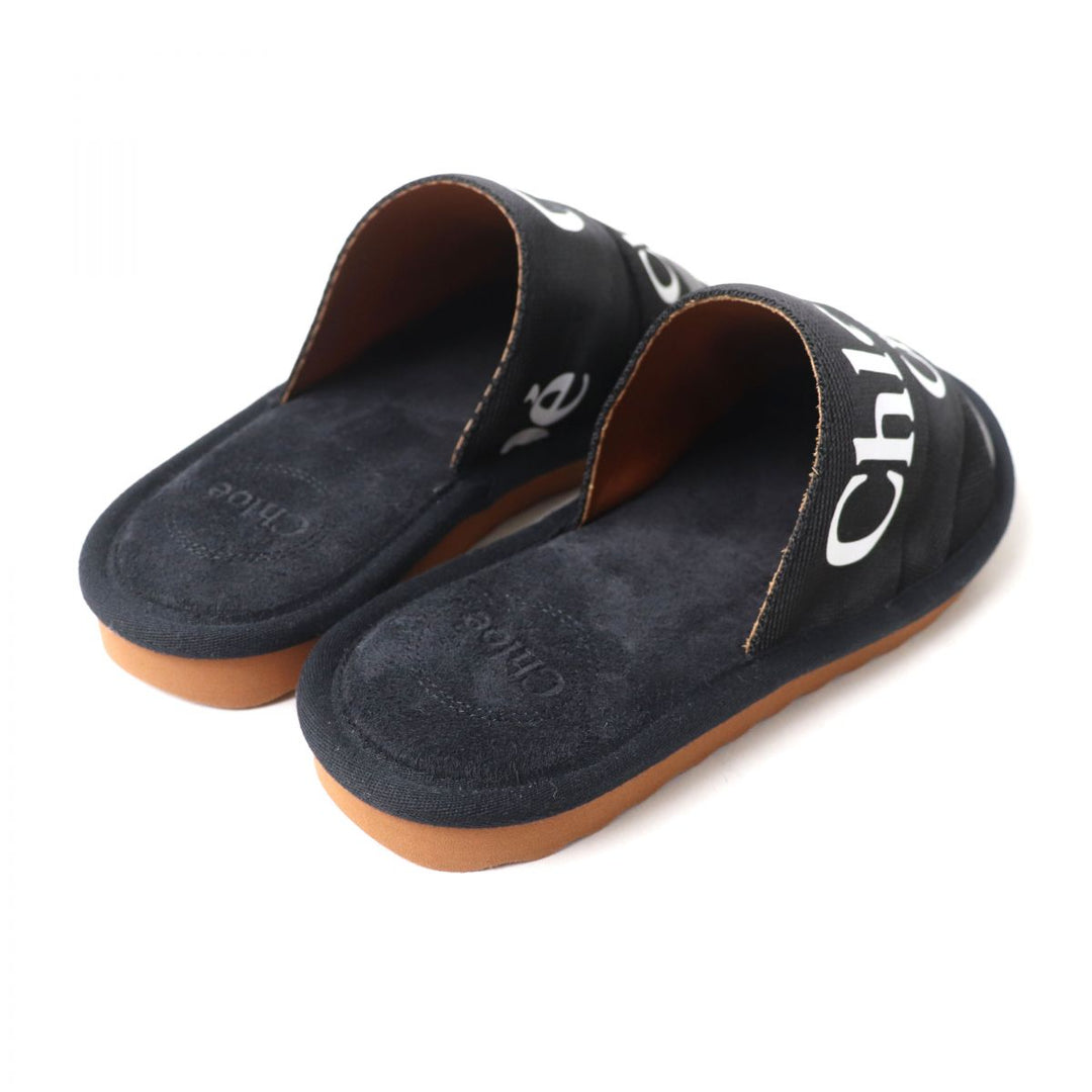 Chloe Mule Canvas, Rubber, Leather Black x white 36