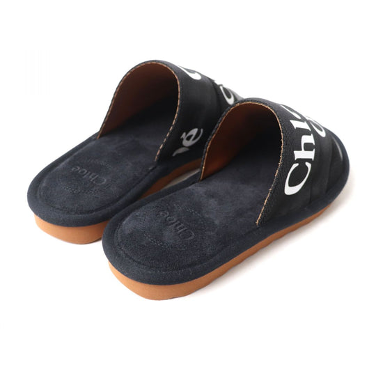 Chloe Mule Canvas, Rubber, Leather Black x white 36