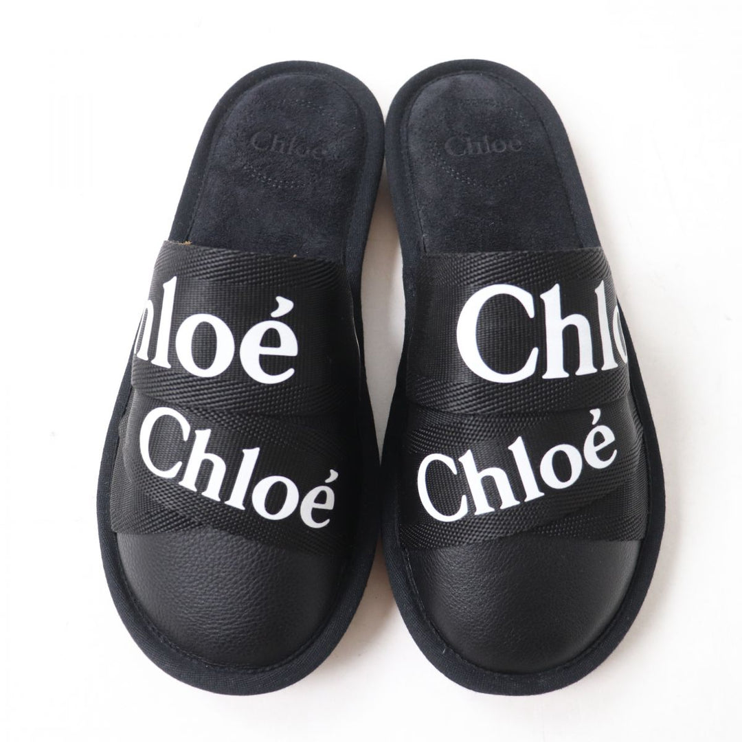 Chloe Mule Canvas, Rubber, Leather Black x white 36