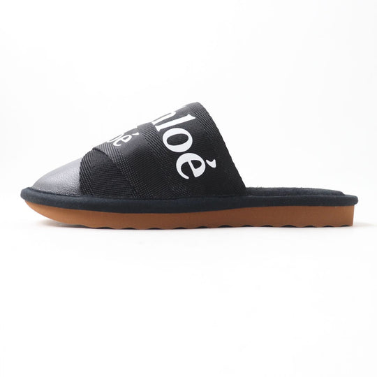 Chloe Mule Canvas, Rubber, Leather Black x white 36