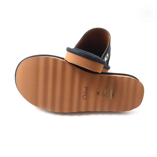 Chloe Mule Canvas, Rubber, Leather Black x white 36