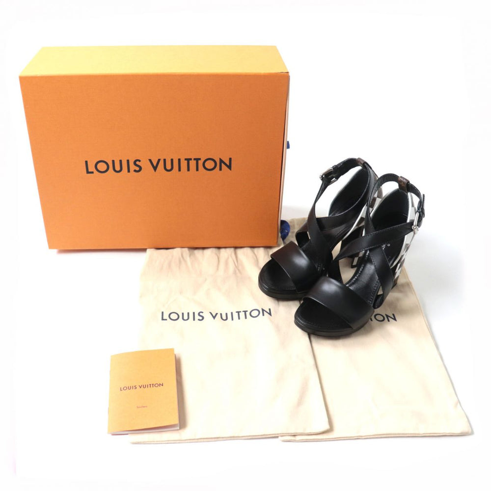 LOUIS VUITTON Sandals leather Black x multicolor 36