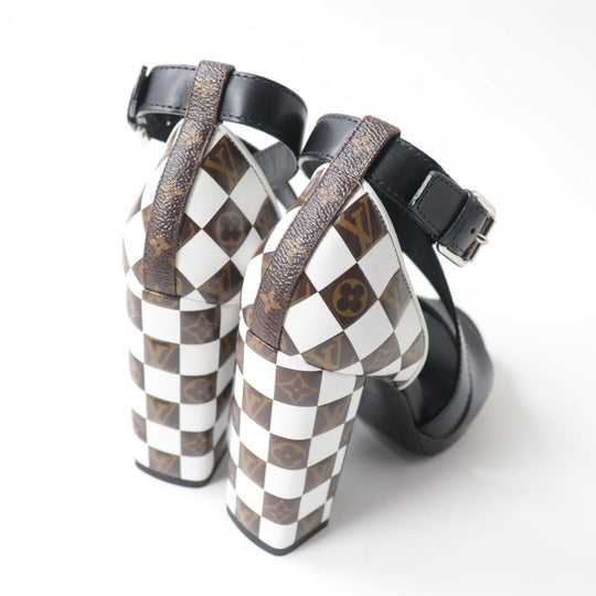 LOUIS VUITTON Sandals leather Black x multicolor 36