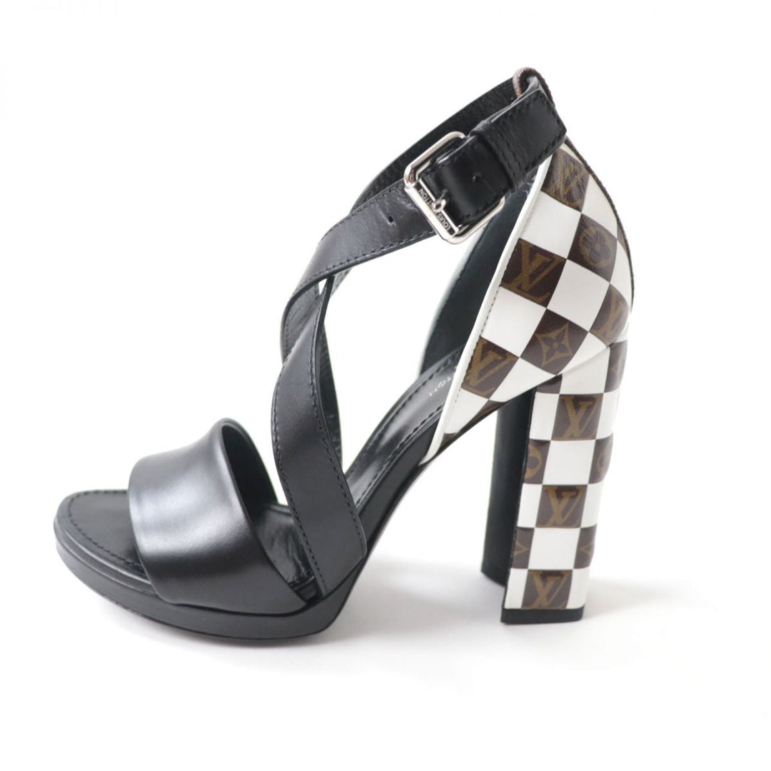 LOUIS VUITTON Sandals leather Black x multicolor 36