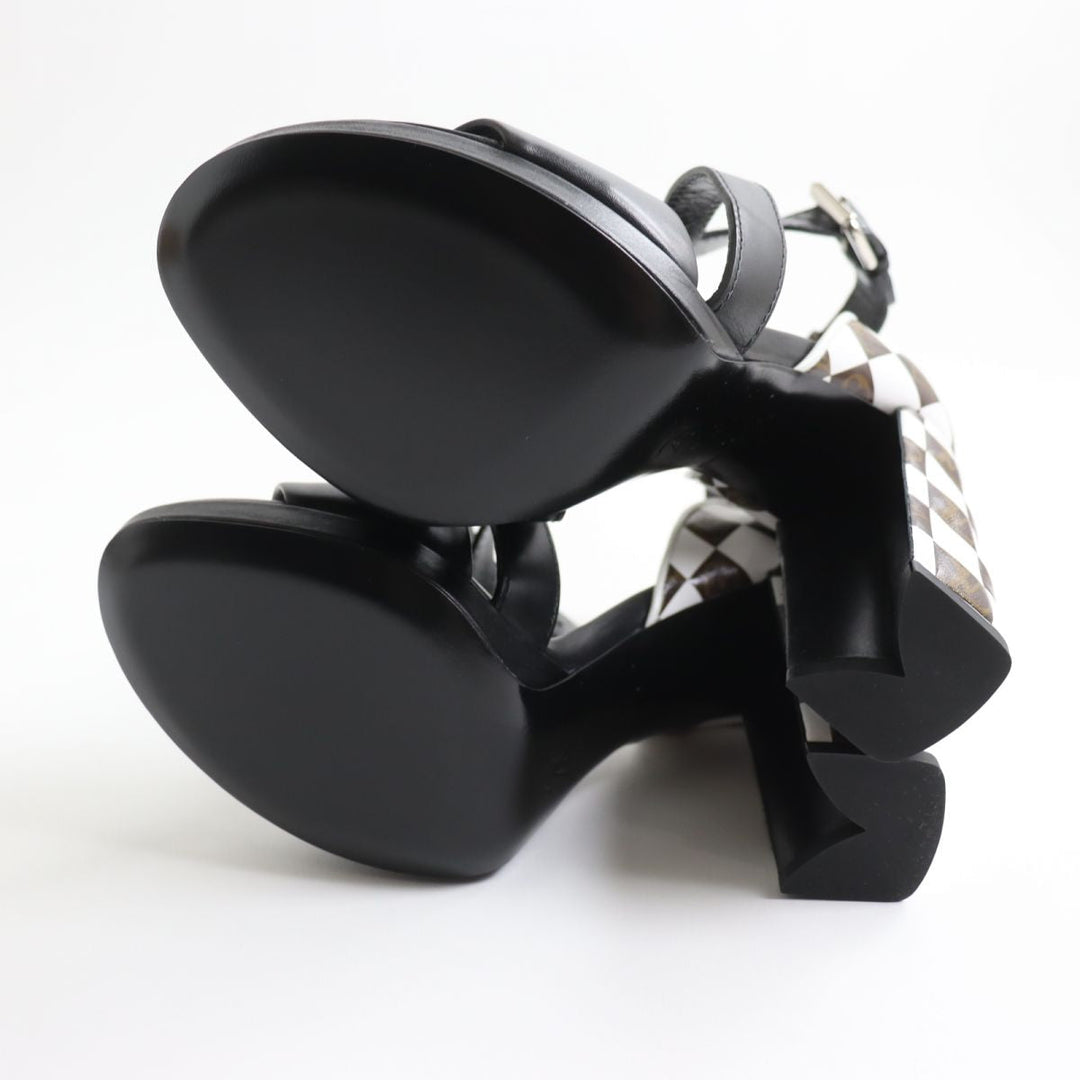 LOUIS VUITTON Sandals leather Black x multicolor 36