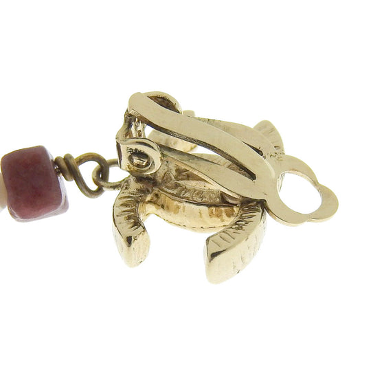 CHANEL Earring Metal, Color Stone pink asymmetry COCO Mark Women Used Authentic
