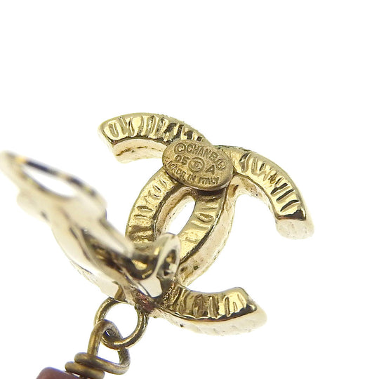 CHANEL Earring Metal, Color Stone pink asymmetry COCO Mark Women Used Authentic