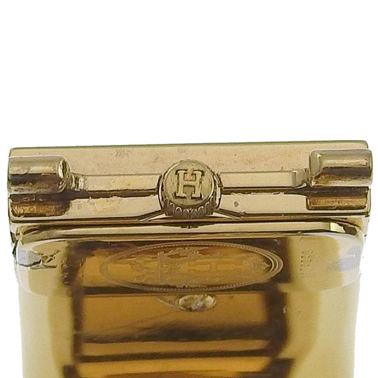HERMES Watches Quartz LO1.201 Plated Gold Green Cloisonne Location gold dial Women Used Authentic