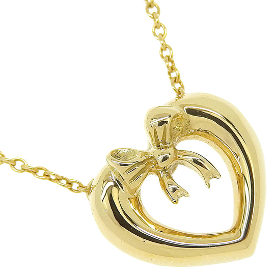 TIFFANY&Co. Necklace K18 yellow gold gold Heart & Ribbon Women Used Authentic