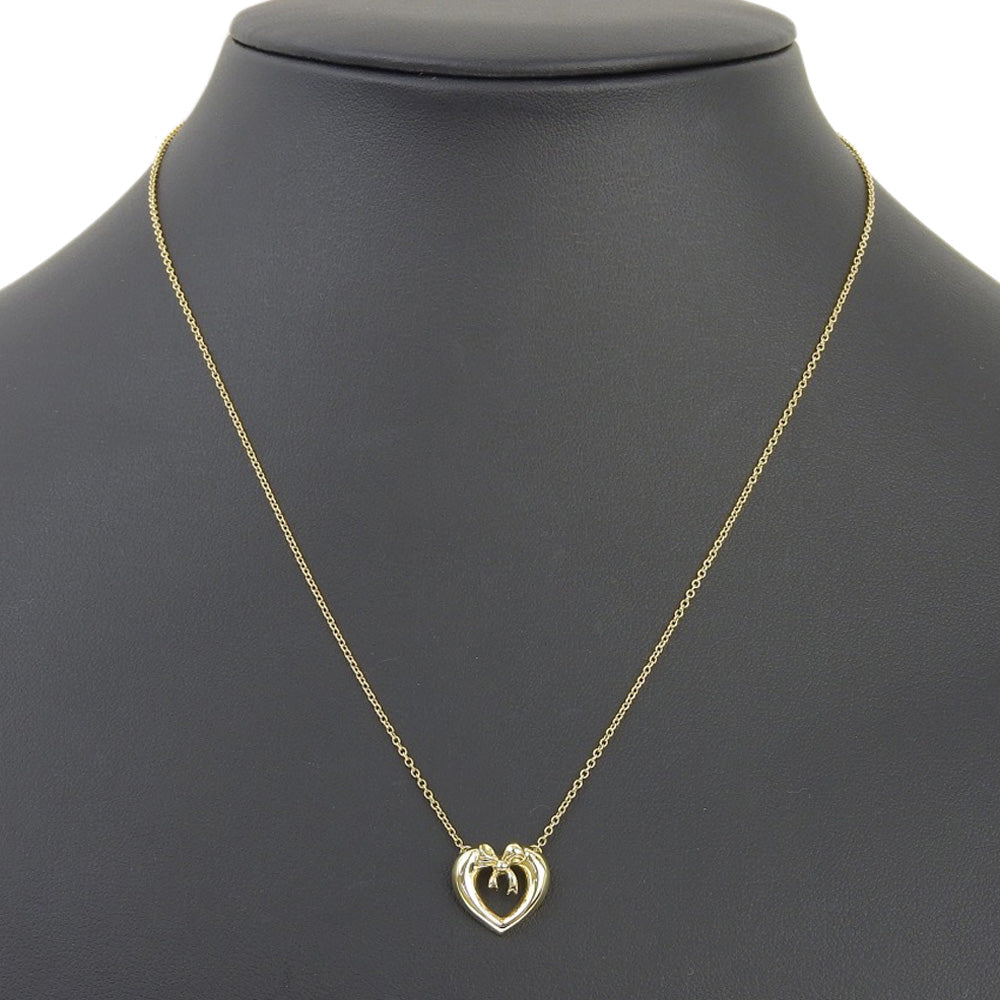 TIFFANY&Co. Necklace K18 yellow gold gold Heart & Ribbon Women Used Authentic
