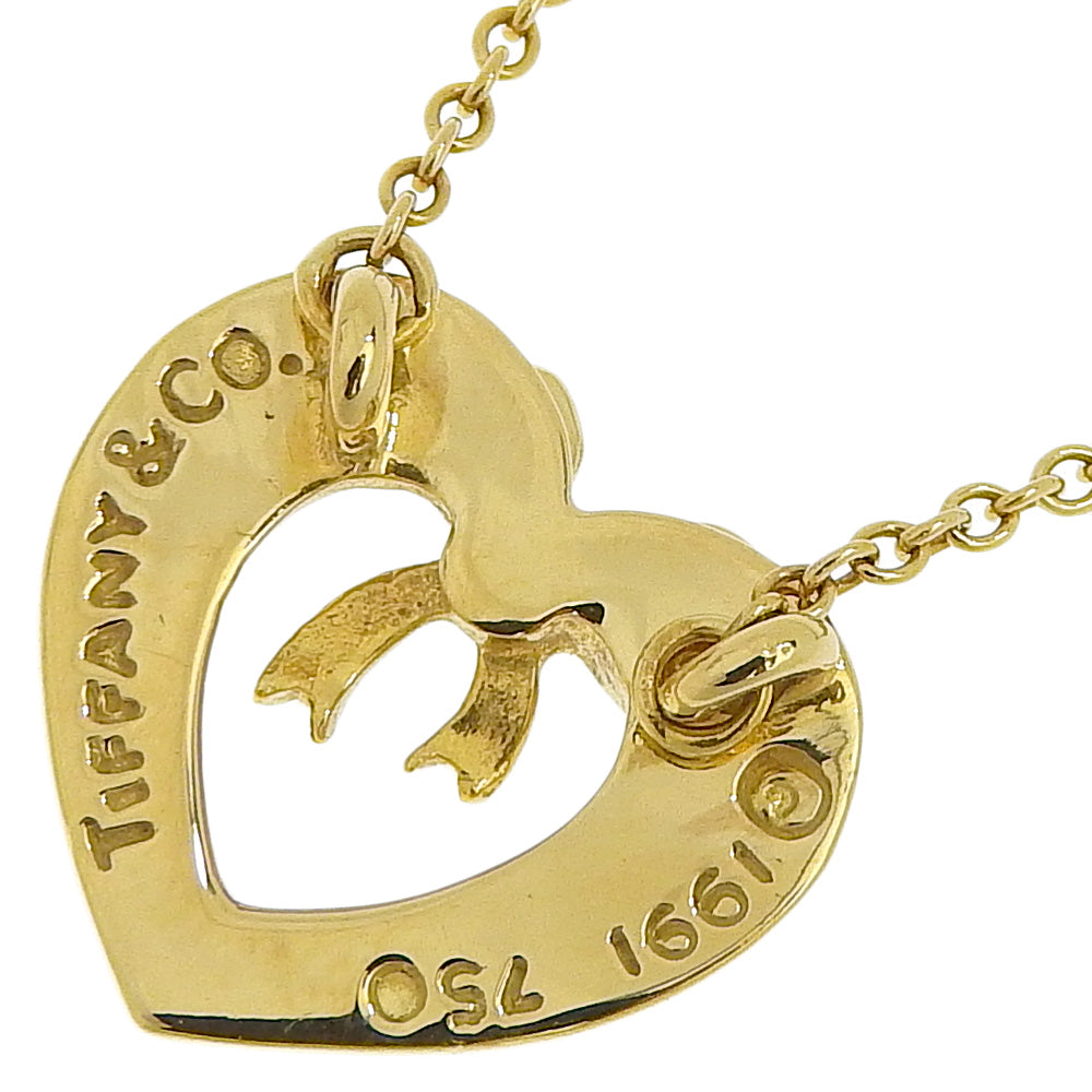 TIFFANY&Co. Necklace K18 yellow gold gold Heart & Ribbon Women Used Authentic