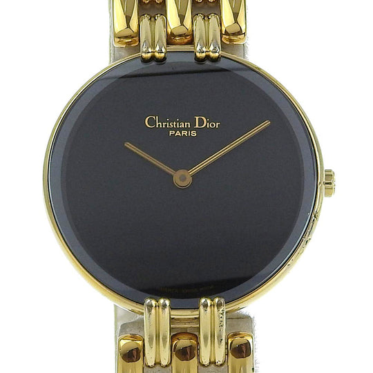 Christian Dior Watches Quartz D46-154-4 Plated Gold black Bakira black dial Women Used Authentic
