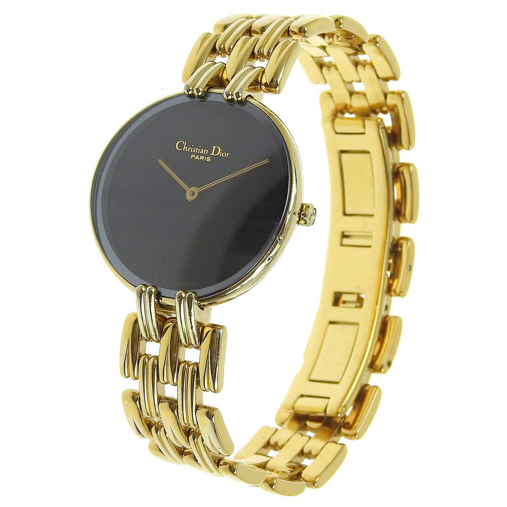 Christian Dior Watches Quartz D46-154-4 Plated Gold black Bakira black dial Women Used Authentic