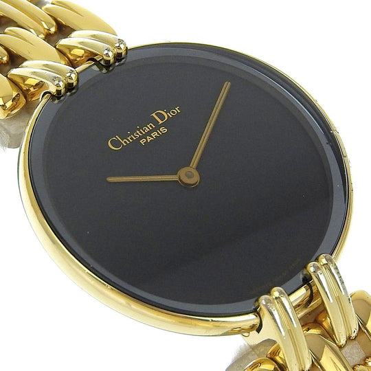Christian Dior Watches Quartz D46-154-4 Plated Gold black Bakira black dial Women Used Authentic