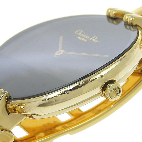 Christian Dior Watches Quartz D46-154-4 Plated Gold black Bakira black dial Women Used Authentic