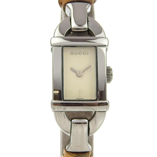 GUCCI Watches Quartz 6800L Stainless Steel, Bamboo beige Ivory dial Women Used Authentic