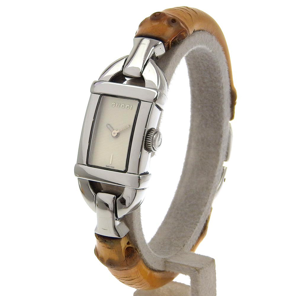 GUCCI Watches Quartz 6800L Stainless Steel, Bamboo beige Ivory dial Women Used Authentic