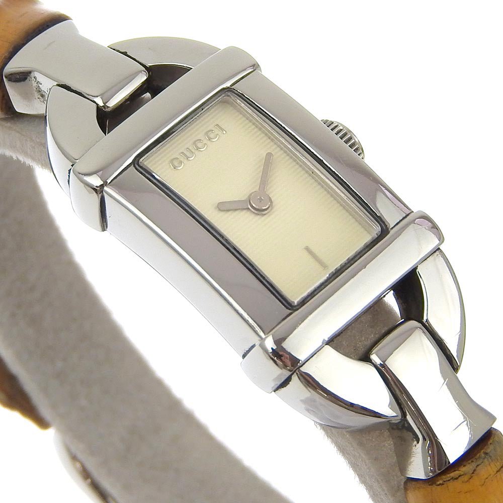 GUCCI Watches Quartz 6800L Stainless Steel, Bamboo beige Ivory dial Women Used Authentic