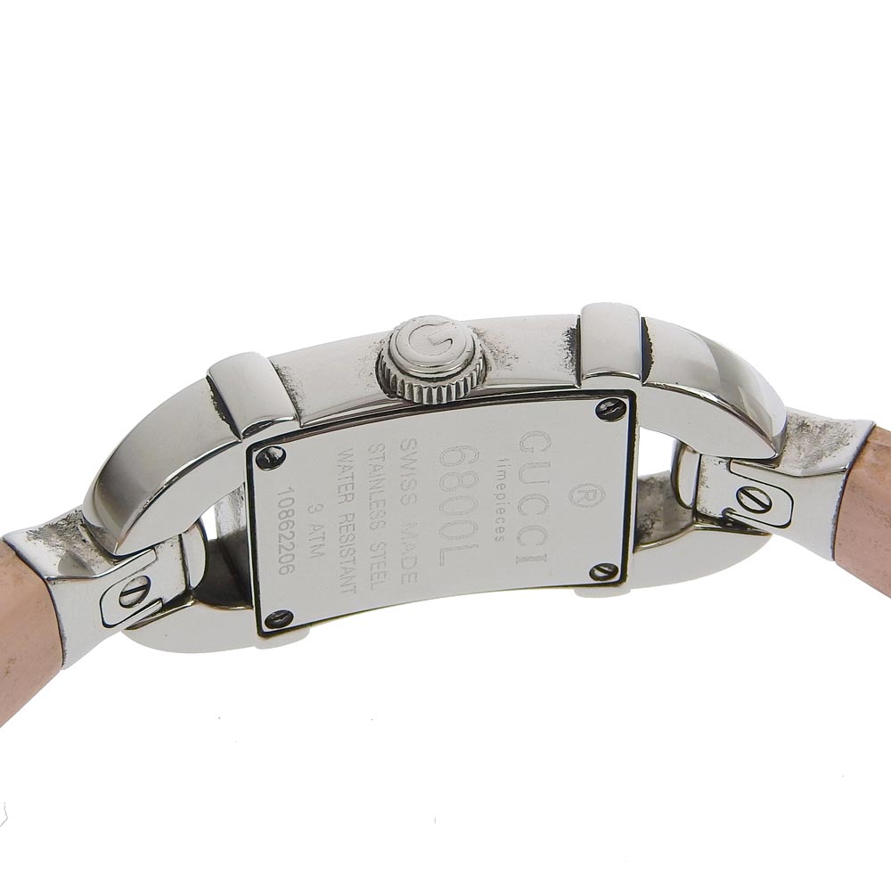 GUCCI Watches Quartz 6800L Stainless Steel, Rubber pink Bamboo White dial Women Used Authentic