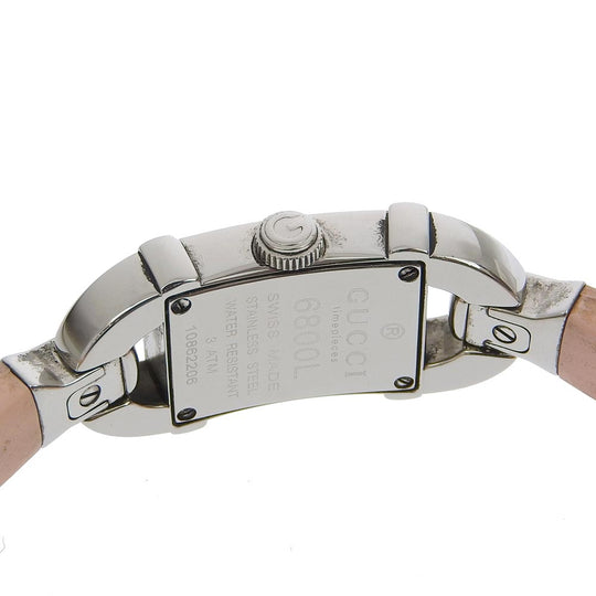 GUCCI Watches Quartz 6800L Stainless Steel, Rubber pink Bamboo White dial Women Used Authentic
