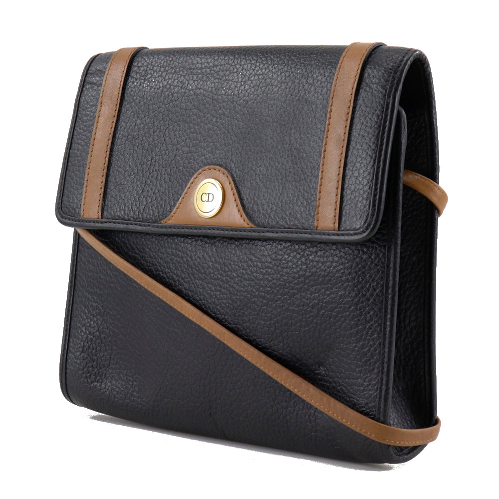 Christian Dior Shoulder Bag leather black Women Used Authentic