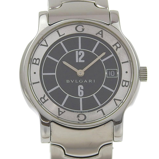 BVLGARI Watches Quartz ST35S Stainless Steel black Solo tempo black dial mens Used Authentic