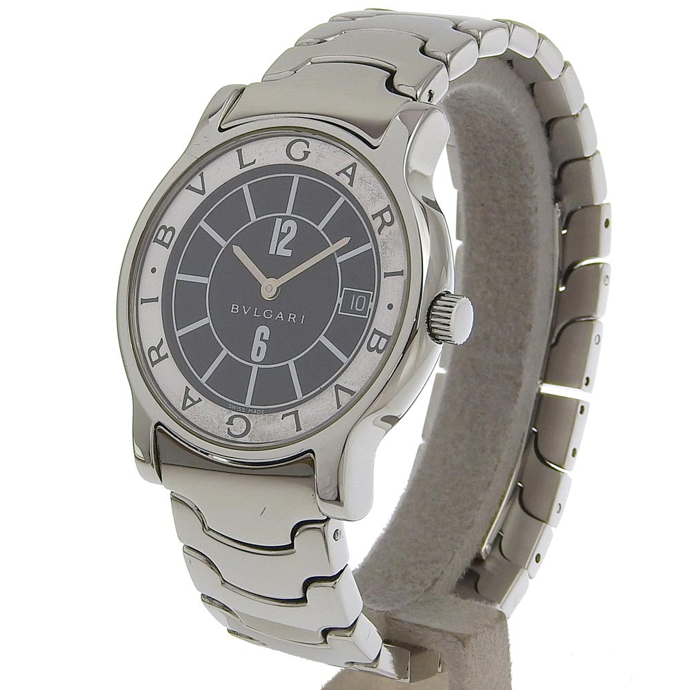 BVLGARI Watches Quartz ST35S Stainless Steel black Solo tempo black dial mens Used Authentic