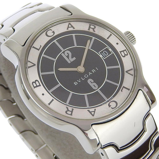 BVLGARI Watches Quartz ST35S Stainless Steel black Solo tempo black dial mens Used Authentic