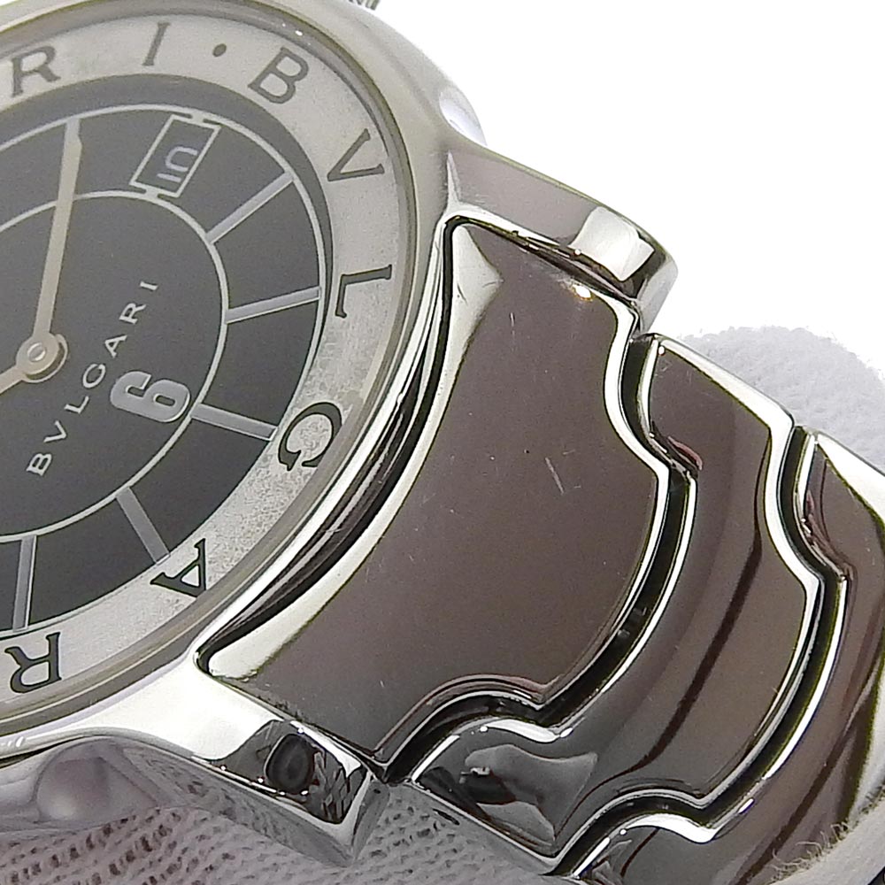 BVLGARI Watches Quartz ST35S Stainless Steel black Solo tempo black dial mens Used Authentic