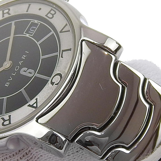 BVLGARI Watches Quartz ST35S Stainless Steel black Solo tempo black dial mens Used Authentic