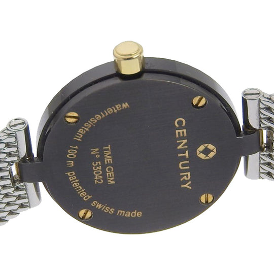 CENTURY Watches Quartz Stainless Steel black 1P diamond Time gem White dial Women Used Authentic