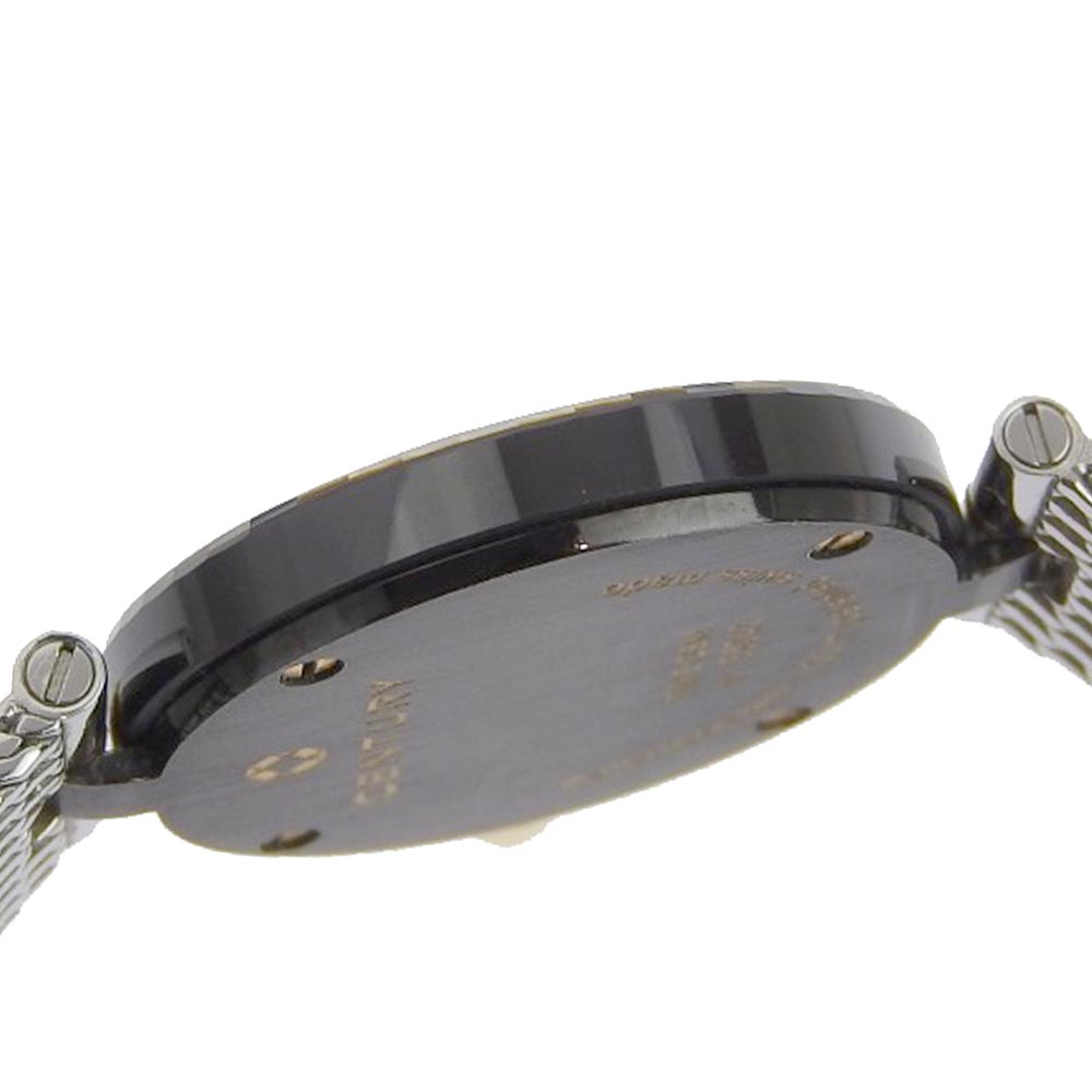 CENTURY Watches Quartz Stainless Steel black 1P diamond Time gem White dial Women Used Authentic
